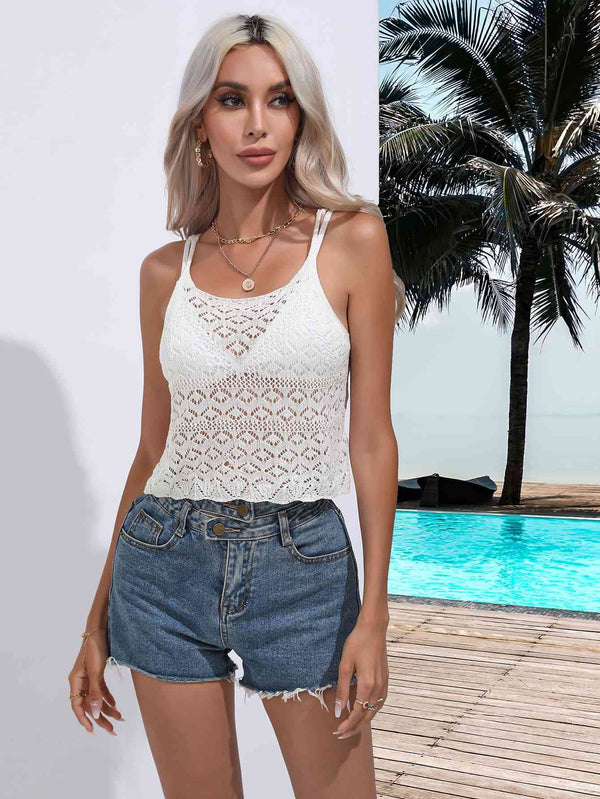 BazaarBey Spaghetti Strap Scoop Neck Knit Cami Bazaarbey