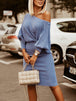 Round Neck Lantern Sleeve Dress -BazaarBey - www.shopbazaarbey.com