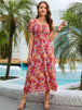 Floral Square Neck Short Sleeve Midi Dress -BazaarBey - www.shopbazaarbey.com