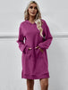 Slit Long Sleeve Hooded Dress with Pocket -BazaarBey - www.shopbazaarbey.com
