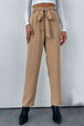 Belted Straight Leg Pants with Pockets Bazaarbey