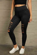  Wide Waistband Distressed Slim Fit Leggings Bazaarbey