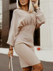 Round Neck Lantern Sleeve Dress -BazaarBey - www.shopbazaarbey.com