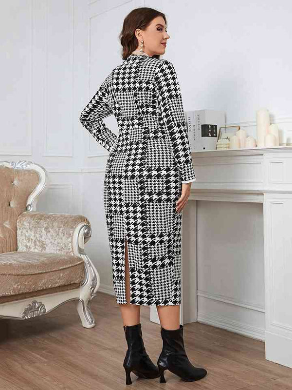 Plus Size  Button-Down Long Sleeve Dress -BazaarBey - www.shopbazaarbey.com