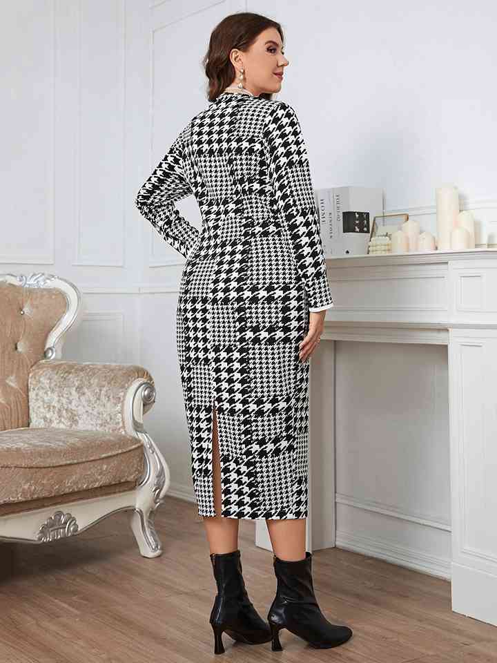 Plus Size  Button-Down Long Sleeve Dress -BazaarBey - www.shopbazaarbey.com