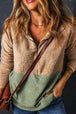Contrast Half Zip Long Sleeve Sweatshirt Bazaarbey