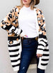 Striped Open Front Longline Cardigan Trendsi