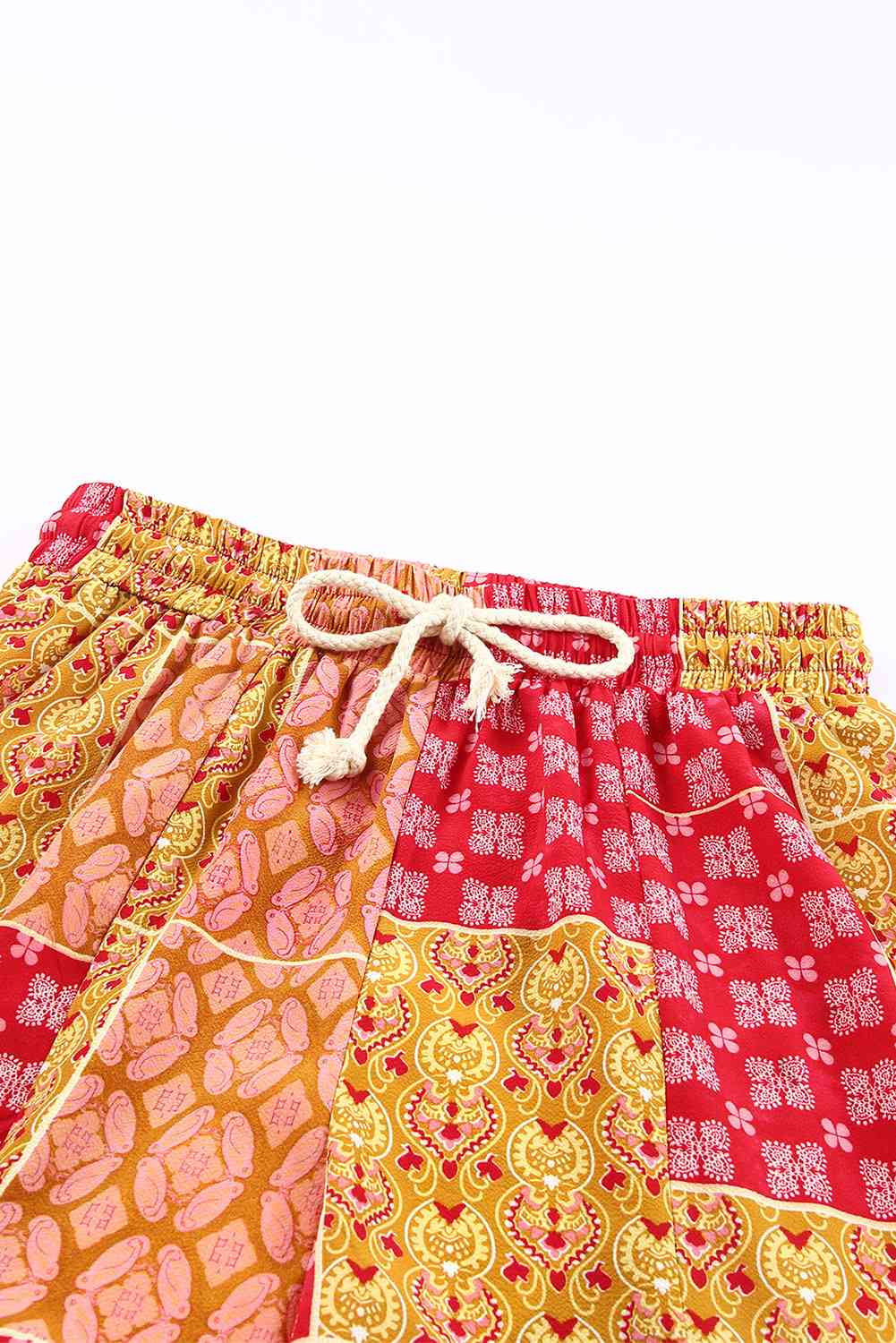 Bohemian Patchwork Drawstring Wide Leg Pants Bazaarbey