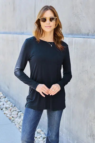  Full Size Round Neck Long Sleeve Top Trendsi