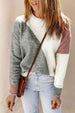 Color Block Round Neck Dropped Shoulder Pullover Sweater Bazaarbey