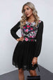 Floral Mesh Sleeve Lined Dress -BazaarBey - www.shopbazaarbey.com
