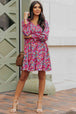 Floral Smocked V-Neck Flounce Sleeve Dress -BazaarBey - www.shopbazaarbey.com