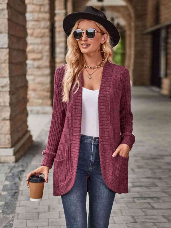 Open Front Cardigan with Pockets Bazaarbey