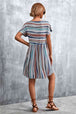 Striped Round Neck Dress -BazaarBey - www.shopbazaarbey.com