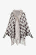 Houndstooth Fringe Hem Poncho Bazaarbey