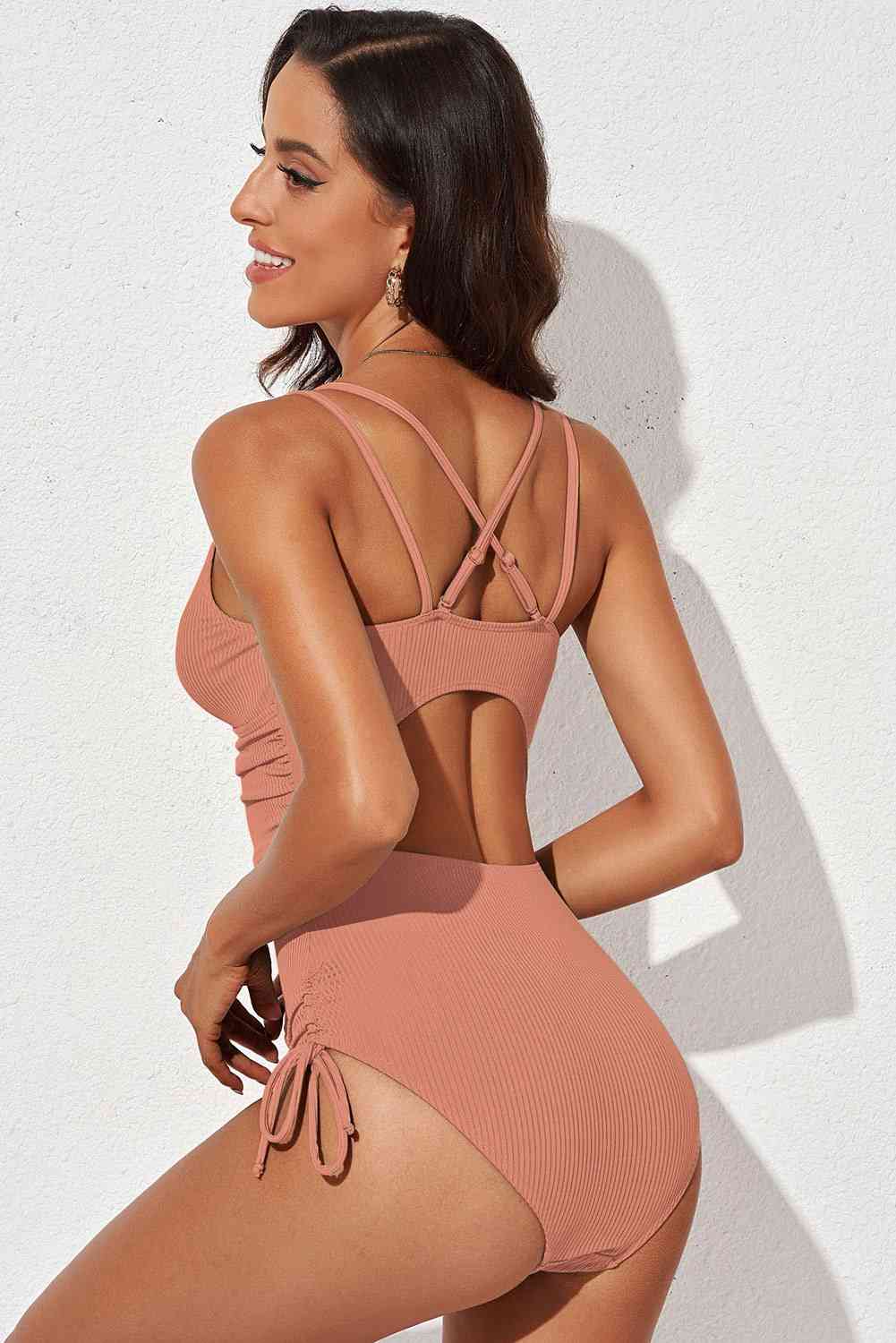 Tied  Plunge One-Piece Swimsuit Trendsi