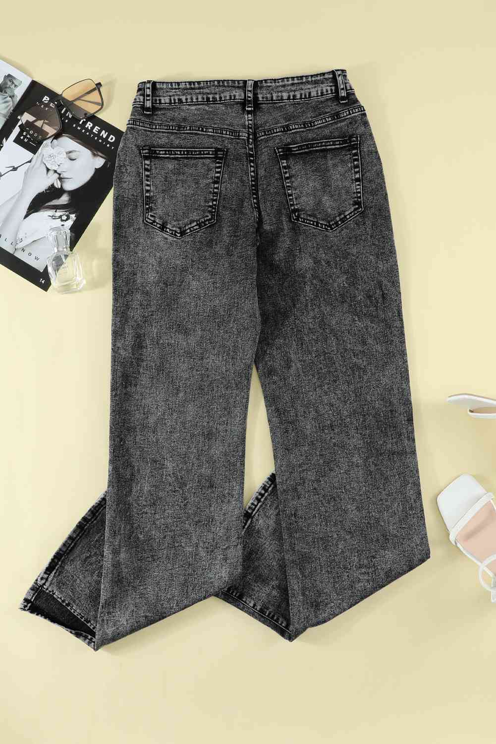 Slit Flare Jeans Trendsi