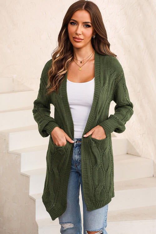 Cable-Knit Dropped Shoulder Cardigan Bazaarbey