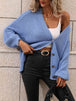  Button Down Horizontal-Ribbing  Cardigan Trendsi