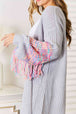 Woven Right  Sleeve Dropped Shoulder Cardigan Bazaarbey