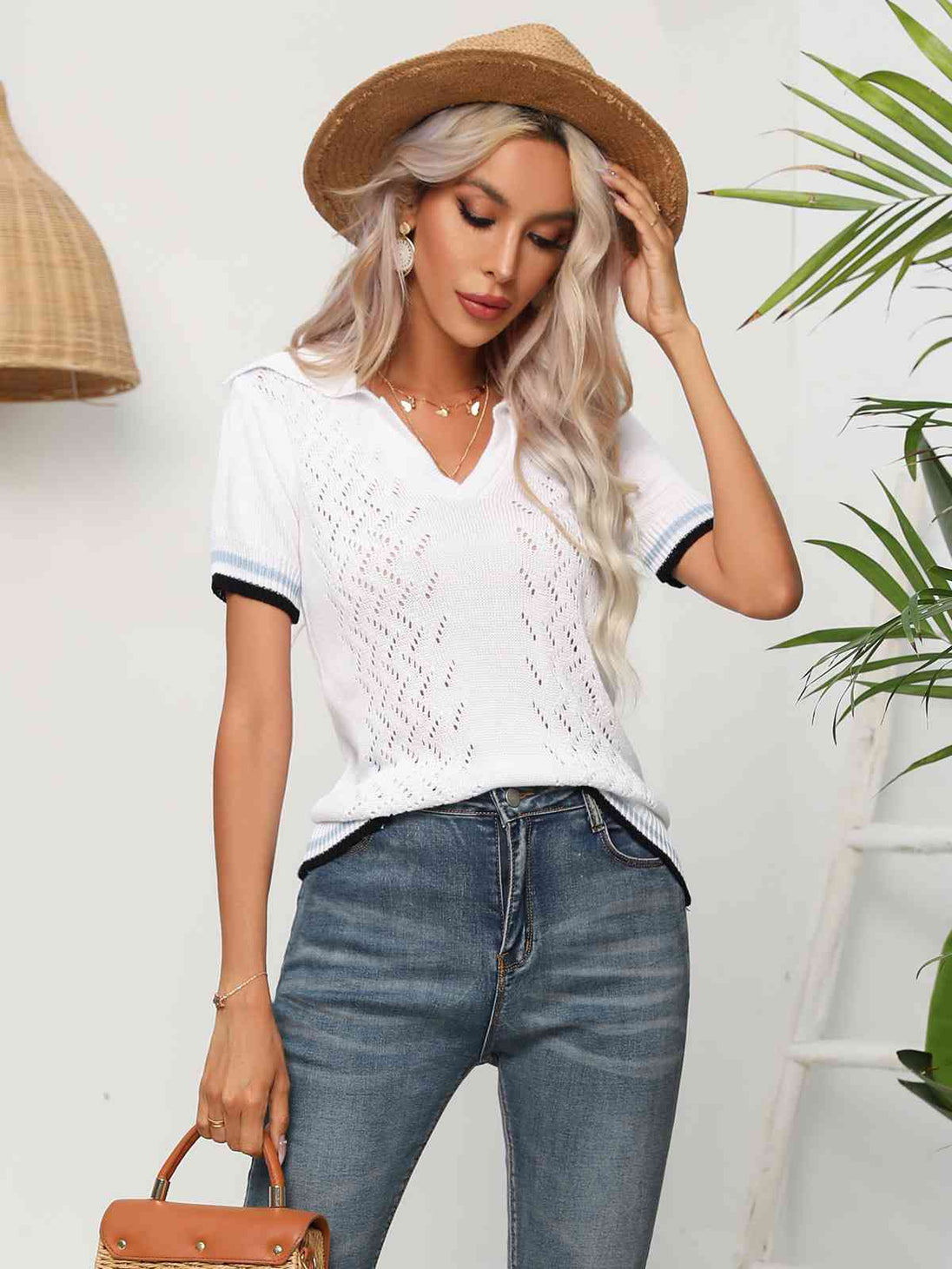   Short Sleeve Knit Top Bazaarbey