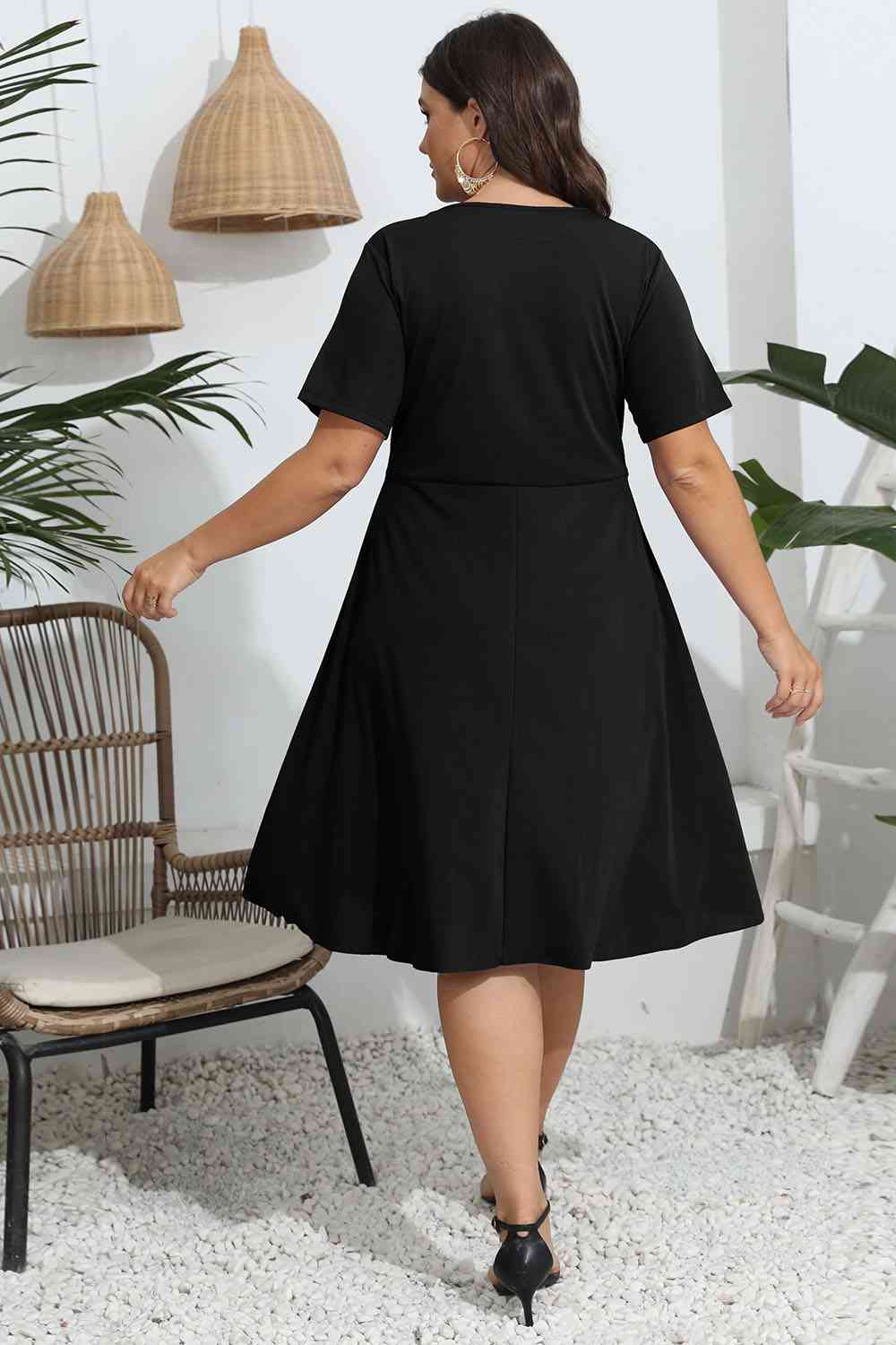 Plus Size Round Neck  Dress -BazaarBey - www.shopbazaarbey.com