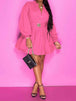 Notched Button Up Balloon Sleeves Dress -BazaarBey - www.shopbazaarbey.com