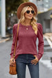 Ribbed Round Neck Long Sleeve Knit Top Trendsi