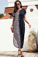 Leopard Color Block Split Dress -BazaarBey - www.shopbazaarbey.com