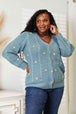   Floral Embroidered Cable Cardigan Trendsi