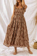 Floral Smocked Square Neck Dress -BazaarBey - www.shopbazaarbey.com