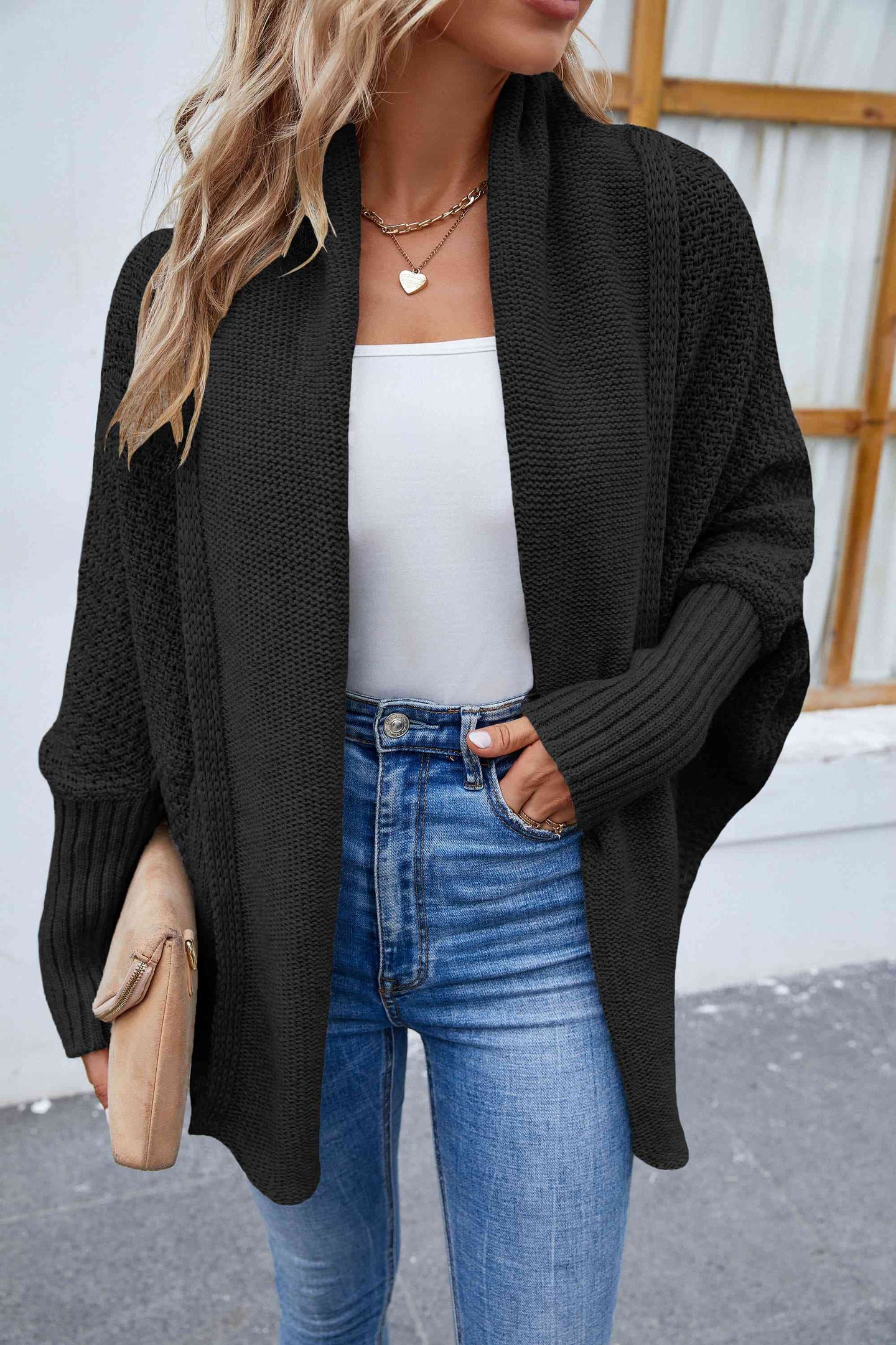 Open Front Long Sleeve Cardigan Bazaarbey