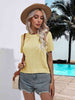 Cable-Knit Round Neck Short Sleeve Knit Top Trendsi