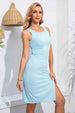 Round Neck Slit Sleeveless Dress -BazaarBey - www.shopbazaarbey.com