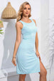 Round Neck Slit Sleeveless Dress -BazaarBey - www.shopbazaarbey.com