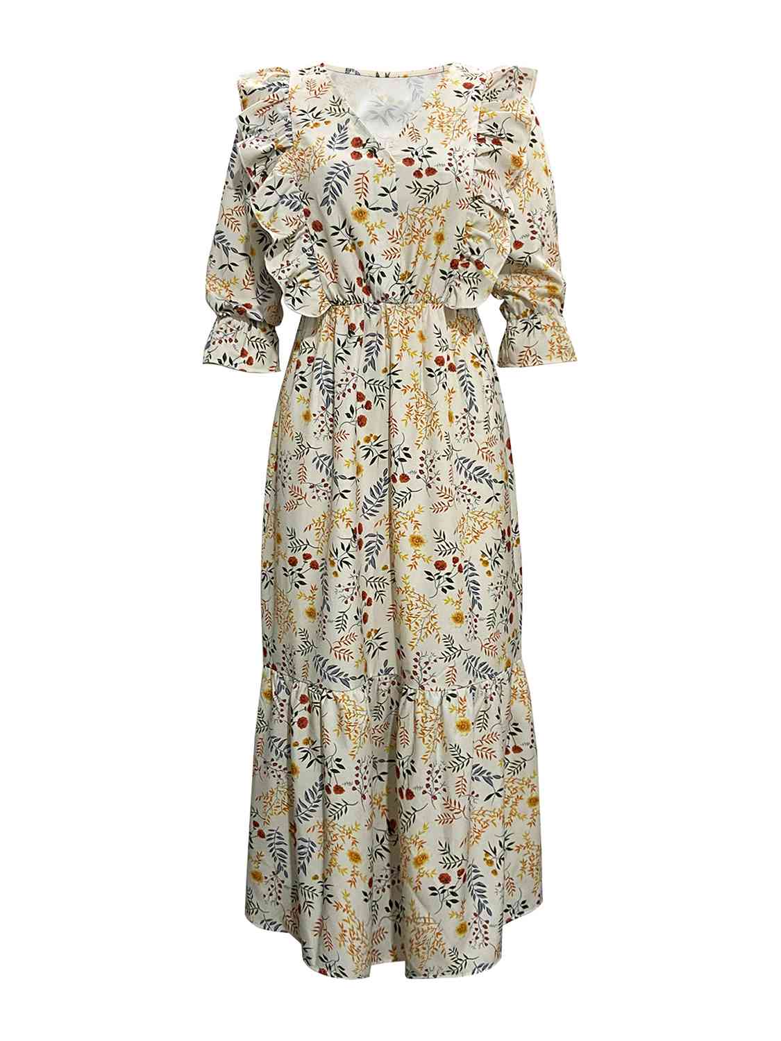 Floral Cutout Flounce Sleeve Dress -BazaarBey - www.shopbazaarbey.com