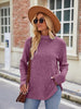 Ribbed Turtleneck Long Sleeve Slit Knit Top Bazaarbey