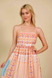Printed Spaghetti Strap Smocked Midi Dress -BazaarBey - www.shopbazaarbey.com