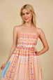 Printed Spaghetti Strap Smocked Midi Dress -BazaarBey - www.shopbazaarbey.com