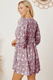 Floral Tie Neck Ruched Babydoll Dress -BazaarBey - www.shopbazaarbey.com