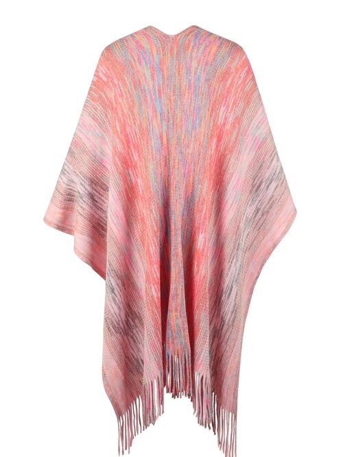 Heathered Fringe Hem Poncho Bazaarbey