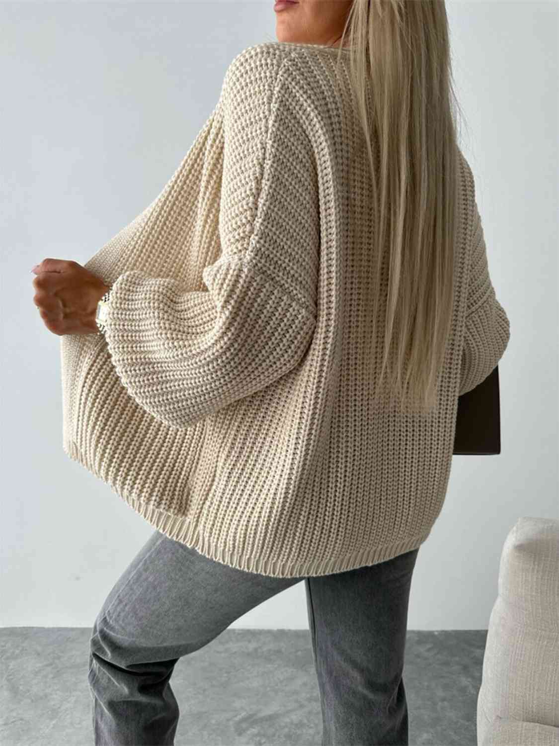 Open Front Dropped Shoulder Cardigan Bazaarbey