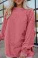 Ribbed Round Neck Drop Shoulder Sweatshirt Bazaarbey