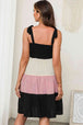 Color Block Tie Shoulder Tiered Dress -BazaarBey - www.shopbazaarbey.com