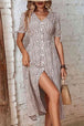 Animal Print Button Front V-Neck Tied Dress -BazaarBey - www.shopbazaarbey.com