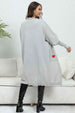 Lantern Sleeve Open Front Pocketed Cardigan Trendsi