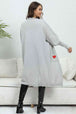 Lantern Sleeve Open Front Pocketed Cardigan Trendsi