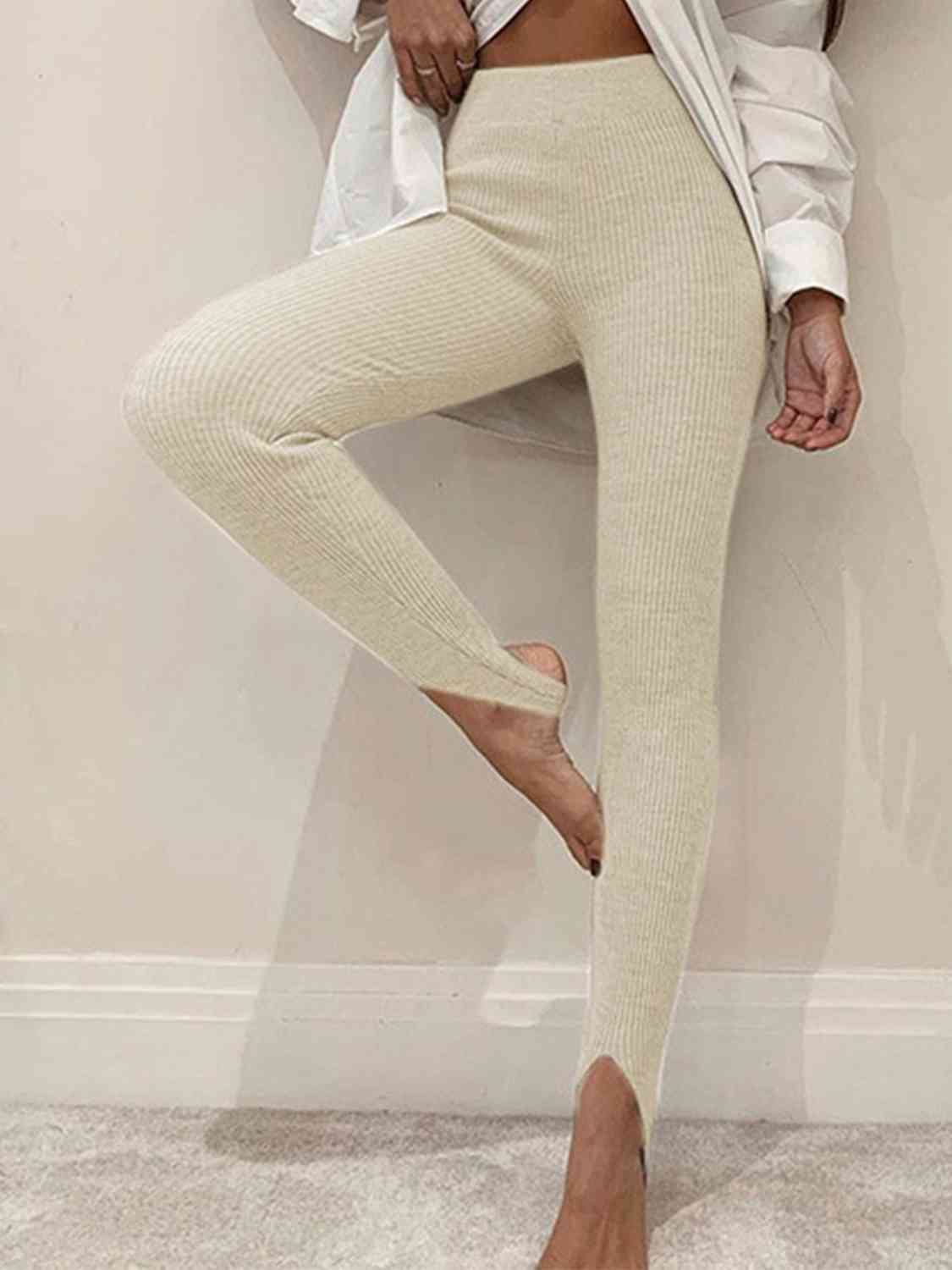 Ribbed Mid Waist Leggings Bazaarbey