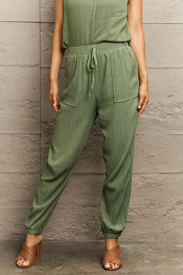 Tie Waist Long Pants with Pocket Bazaarbey
