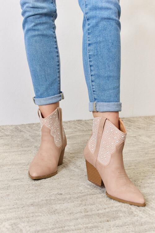  Rhinestone Ankle Cowgirl Booties Trendsi